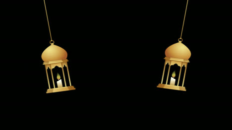 Ramadan-Kareem-Islamische-Laterne-Hängt-Mit-Sternschleifen-Animationsvideo,-Transparentem-Hintergrund-Mit-Alphakanal.